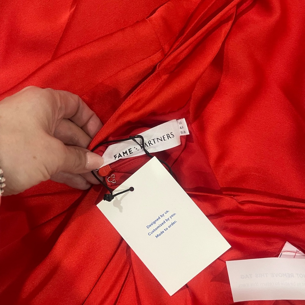 Fame and Partners Vibrant Red Gown